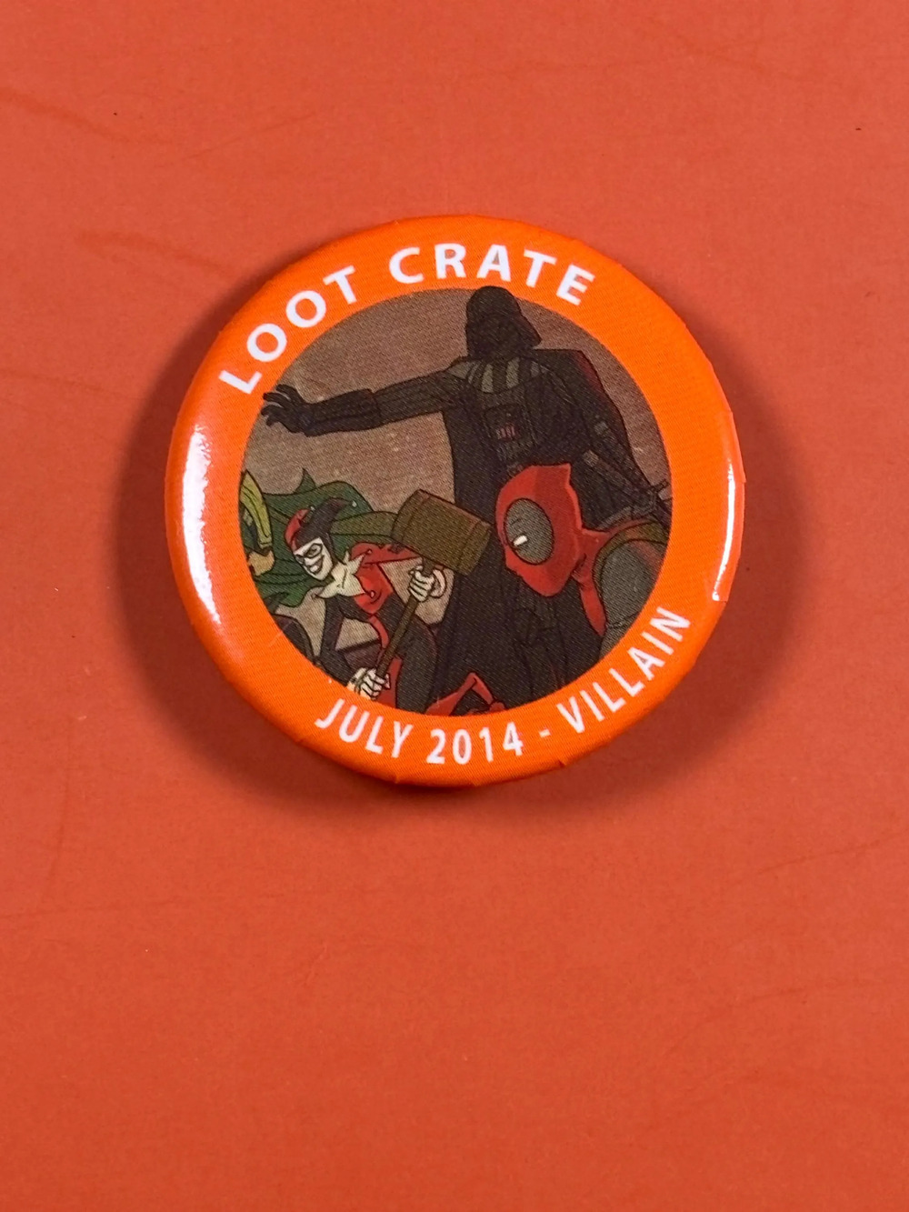 Loot Crate Villains Vader Deadpool Harley Quinn PIN Badge Button July 2014